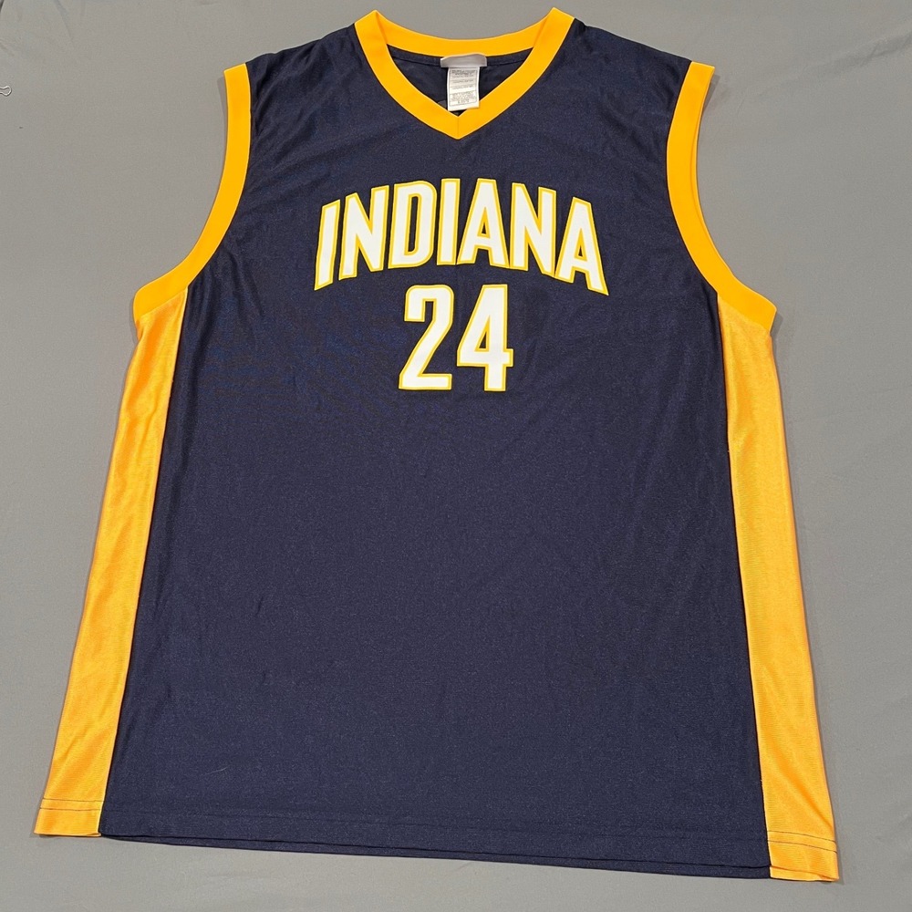 NBA Indiana Pacers Paul George 24 Jersey Navy Blue Yellow XL Mens Basketball